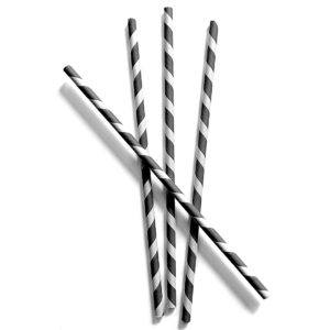 Black & White Striped Straws x 250